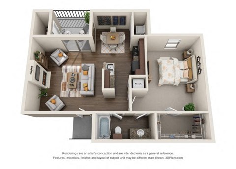 a bedroom with a bed and a chair in a small room